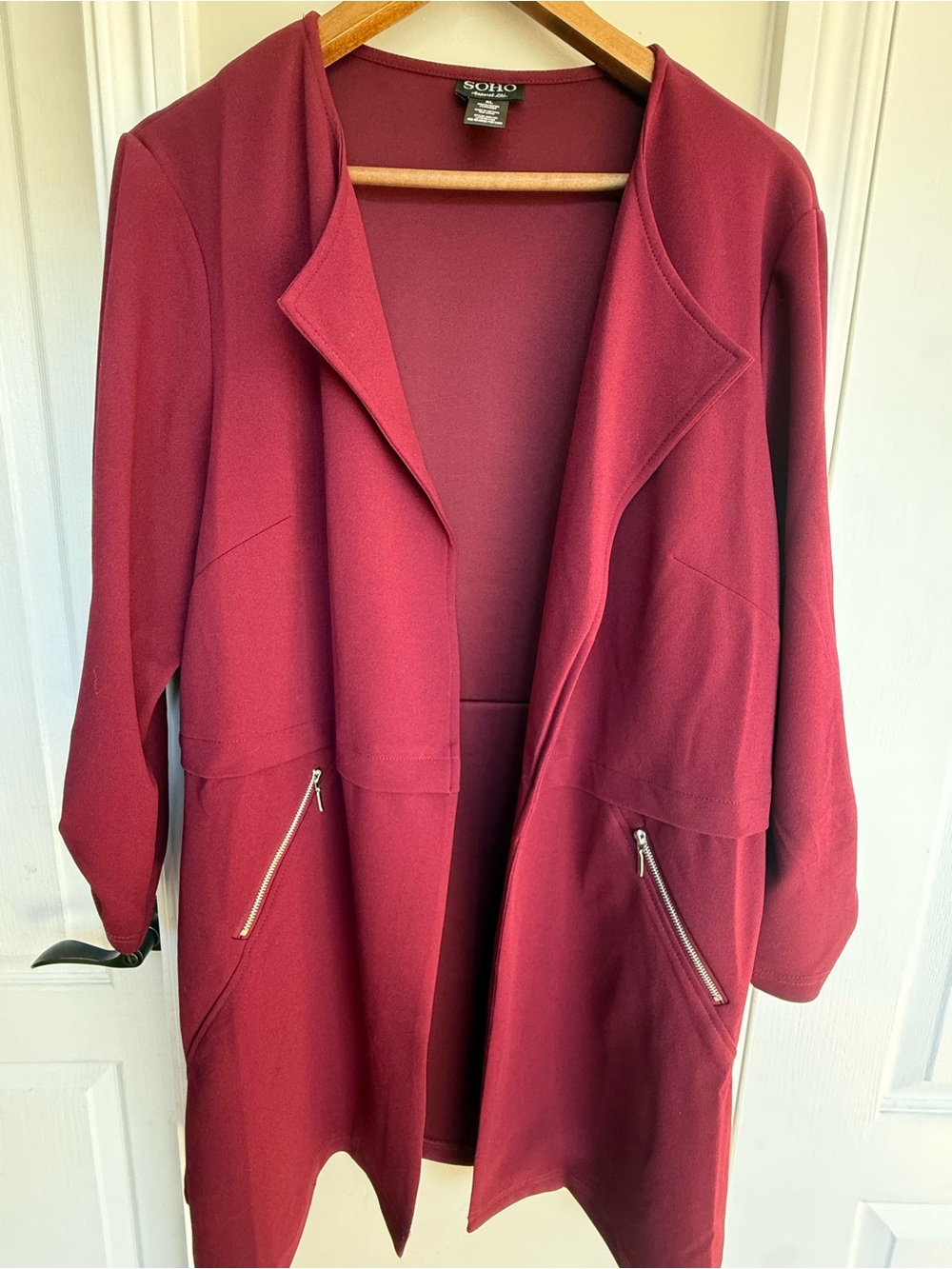 Soho Burgundy Open-Front Blazer Jacket